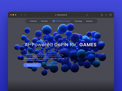 Web3 DePIN Chain Website 3d animation branding dark theme design motion graphics ui web design
