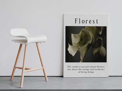 Poster for flower studio adobe photoshop aesthetic banner branding corporate style design flower shop flower studio graphic design interior minimalism poster white