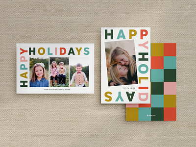 Holiday Card / Corner Color block letter colorful graphic design holiday card design squares