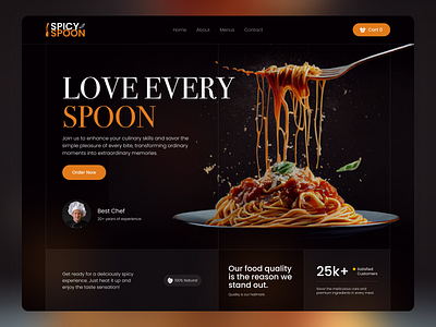 Website for Spicy Spoon animation creative design food food website hero section interface lading page logo minimal online order page product restaurant typography ui ux web website