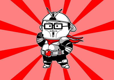 Fat Kamen Rider cartoon character character design chibi design fat graphic design hero illustration kamen rider super super hero