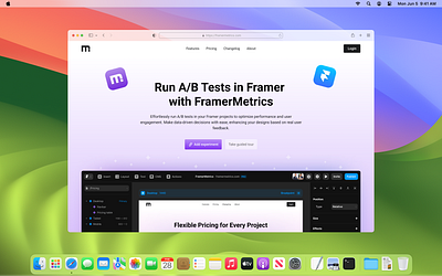 Homepage - Framer Metrics application framer product design purple saas ui ux website