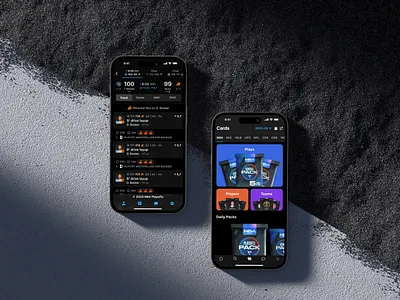 Sports Scores and Digital Products app app design basketball betting cards fantasy feed nba packs sports ui