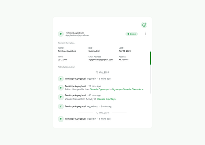 Activity Card - Web design ui