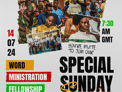 Sunday service 3d branding church design flyer graphic design logo service special sunday typography ui vector