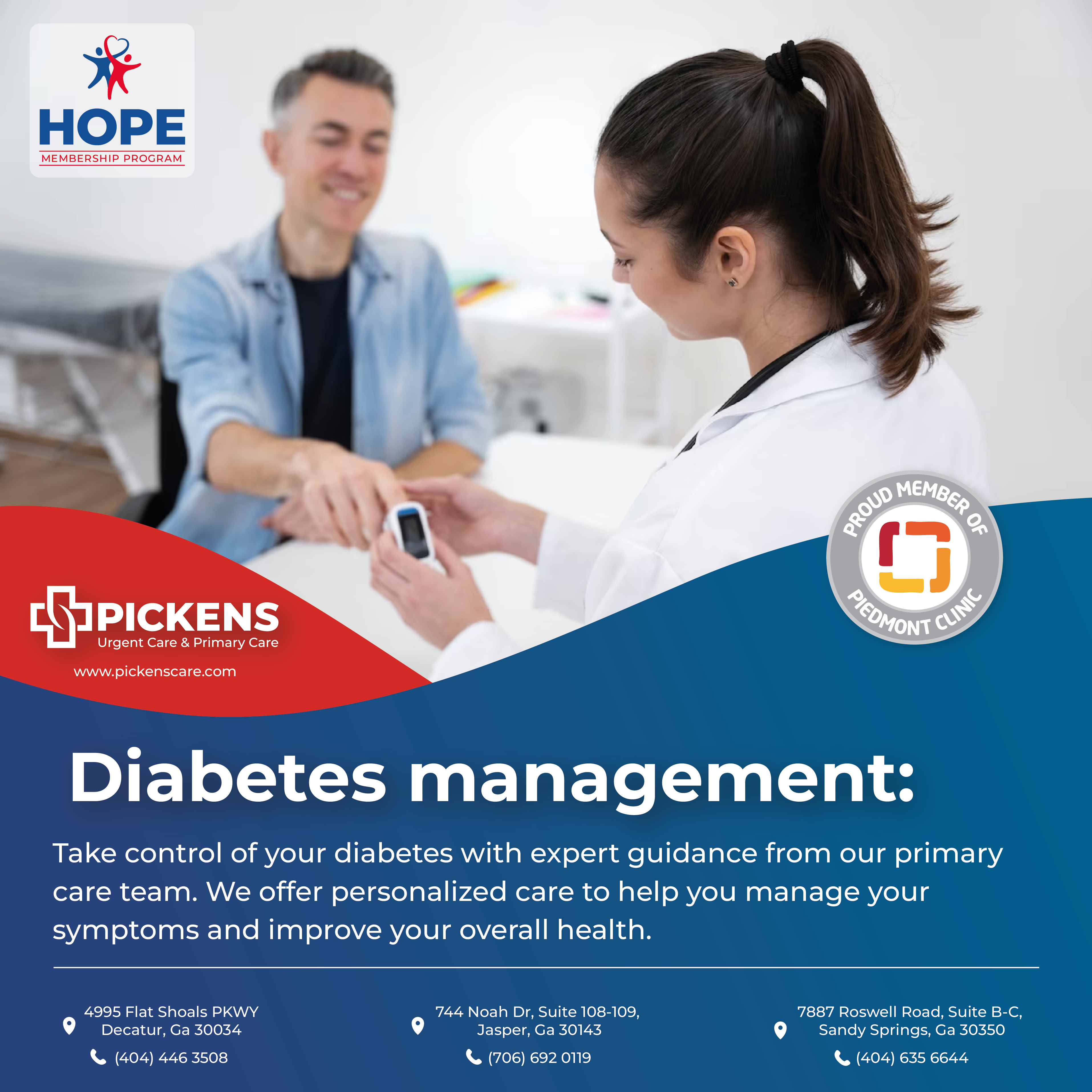 Parrilla de contenido para Pickens Urgent & Primary Care branding graphic design social media