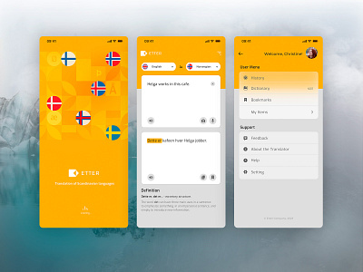 Etter - Translator mobile application app mobile design ui ux