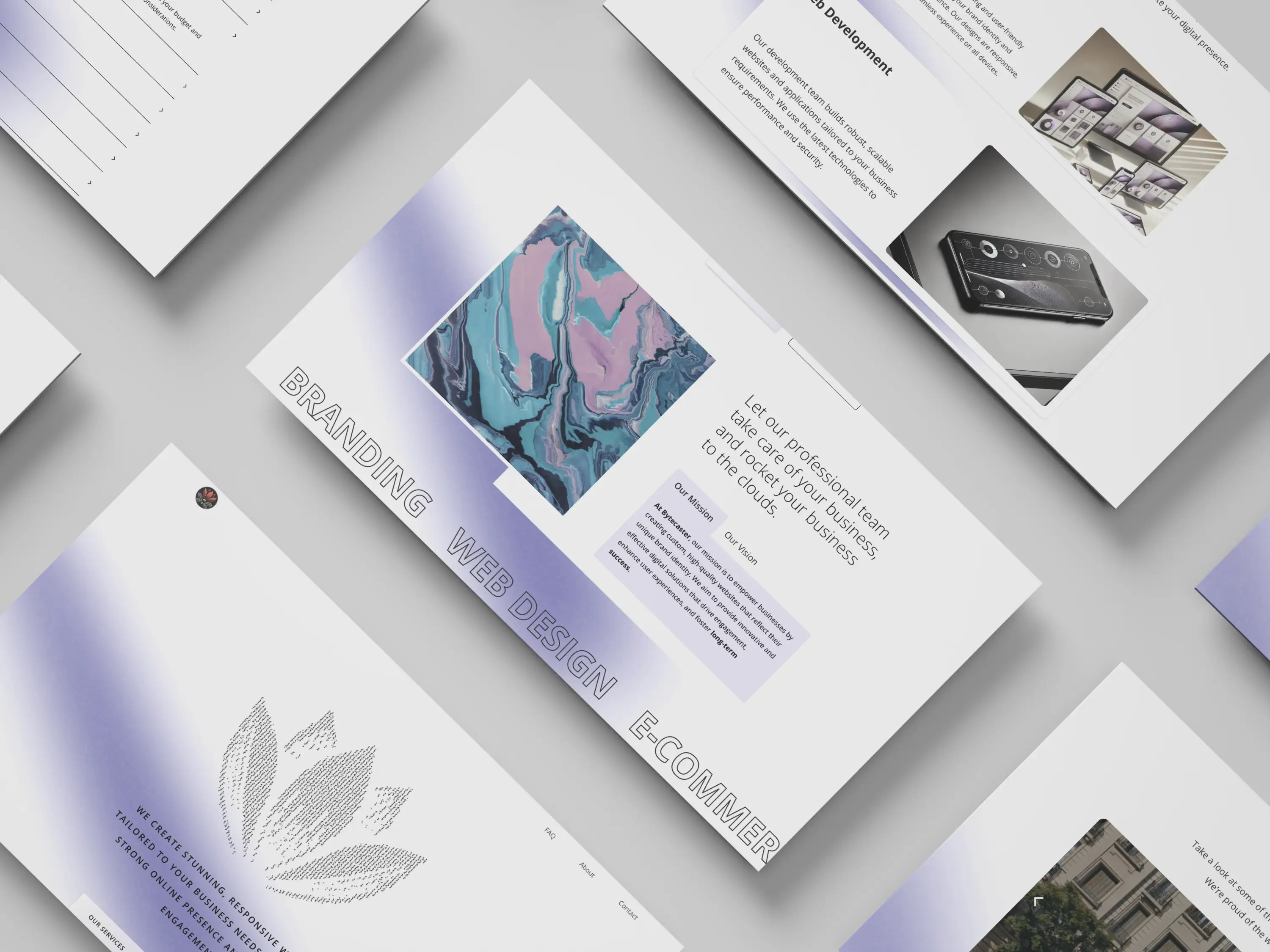 Bytecaster Website app branding design figma graphic design illustration landing page logo motion graphics typography ui ux uxui vector web design