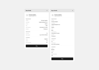 Summary Card - Mobile & Web fintech modal ui