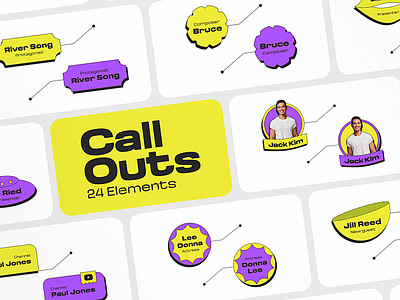 Bright Call-Outs (AE Template) aftereffects arrow call outs callouts design element motiondesign motiongraphics titles