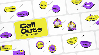 Bright Call-Outs (AE Template) aftereffects arrow call outs callouts design element motiondesign motiongraphics titles