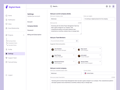 Online Project Management SaaS Web App. dashboard data landing page management minimal online project project management remote settings ui ux visual web app web application website