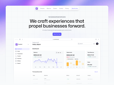 landing b2b business clean dashboard landing page saas ui