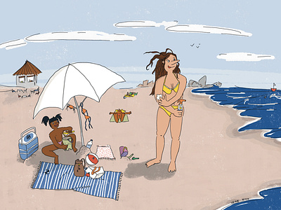 Early bathers arena bathers beach cartoon character character design comic digital illustration illustration mar playa procreate sand sea sombrilla summer swim swimming umbrella verano