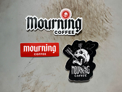 Mourning Coffee - Die-cut Stickers brand identity branding coffee decals die cut graphic design illustration logo design skull stickers