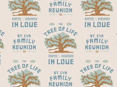 Family Reunion Shirts badge branding design familyreunion graphic design illustration logo retro shirtdesign tree type vintage