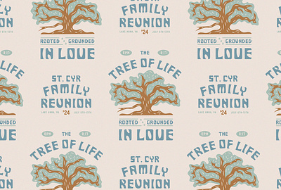 Family Reunion Shirts badge branding design familyreunion graphic design illustration logo retro shirtdesign tree type vintage