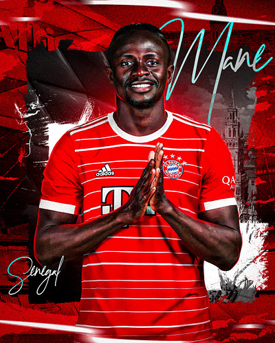 Sadio Mane Football Poster 3d alnassar animation bayern munchen branding design euro football graphic design illustration indonesia logo motion graphics munchen sadio mane sport poster typography ui ux vector