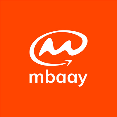 Mbaay logo arrow bold branding graphic design illustration logo mbaay orange typography upward