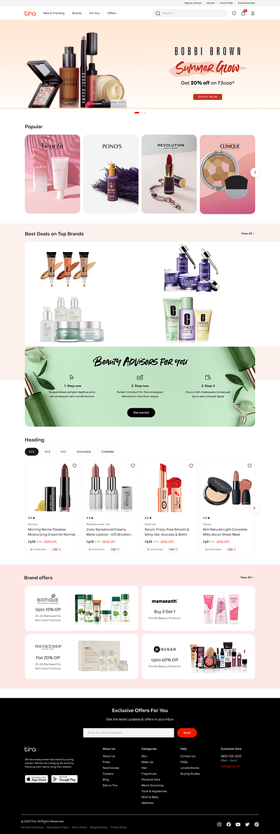 Ecommerce Webpage beauty beauty products bobbibrown ecommerce landing page mac makeup shopping tira ui user interface ux webpage website