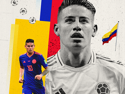 Collage - James Rodríguez ball black and white blue collage colombia copa america distressed euro euro 2024 flag futebol grungy illustration red soccer texture yellow