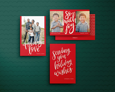 Holiday Card / Casual Color graphic design holiday card design red script white