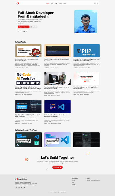 Personal Portfolio and Blog Website for Developer bangladesh blog blog website dark mode personal blog personal website portfolio portfolio website website