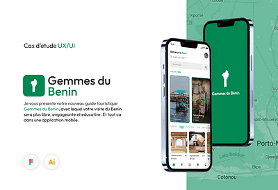 Gemmes du Benin étude de cas UI/UX benin branding case study figma graphic design green history ios project projet tourism tourisme travel travelling ui ux voyage