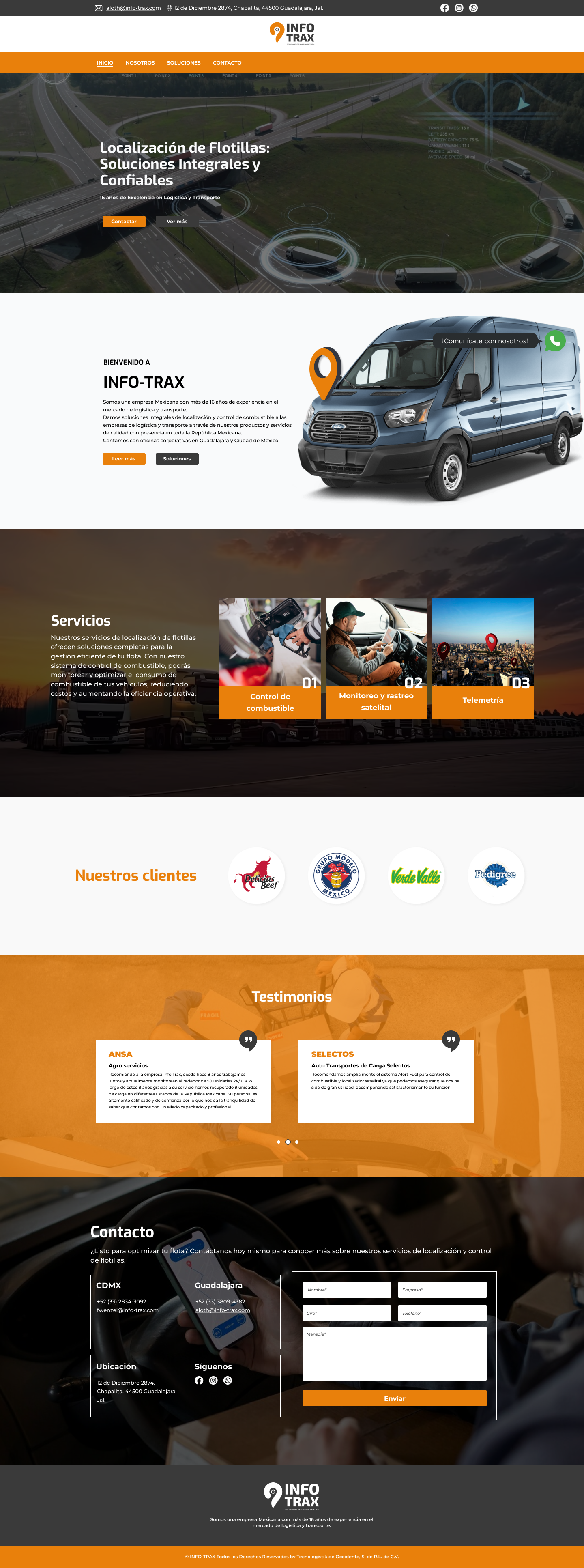 Info-trax - Diseño página de inicio branding diseño web graphic design ui uiux web design
