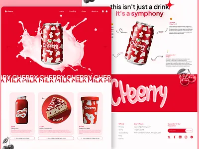 Cheerry - Company Website 3d ai branding cherry cherry brand design drink graphic design juice land page milk red soda ui ux website white