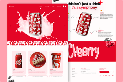 Cheerry - Company Website 3d ai branding cherry cherry brand design drink graphic design juice land page milk red soda ui ux website white