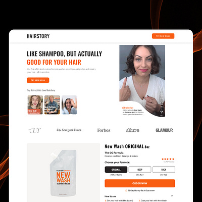 Hairstory - Hair Shampoo Shopify Web Design figma shopify ui ux web design