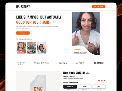 Hairstory - Hair Shampoo Shopify Web Design figma shopify ui ux web design