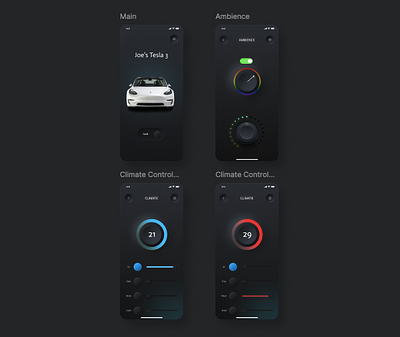 EV - Companion App (Climate & Ambience Customization) app appdesign application customization design ev tesla ui ux