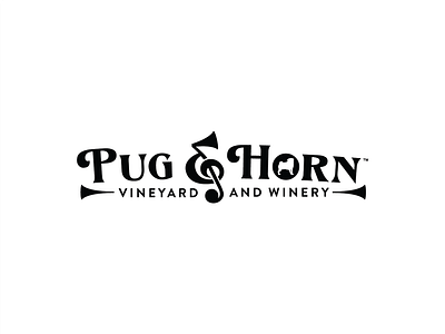 Pug & Horn ampersand brand brand design branding brian white horn logo logo design music tshirt typography vineyard wine