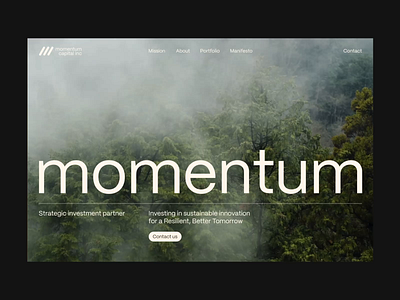 Momentum Landing Page branding clean design editorial landing page layout minimal motion typography ui ux