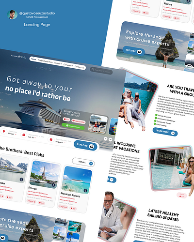 Cruise Lines Web Design UI/UX Landing Page adobe xd branding cruise cruise line design designer figma graphic design illustration landing page ocean photoshop prototyping travel trip ui ui design uiux design ux design web design