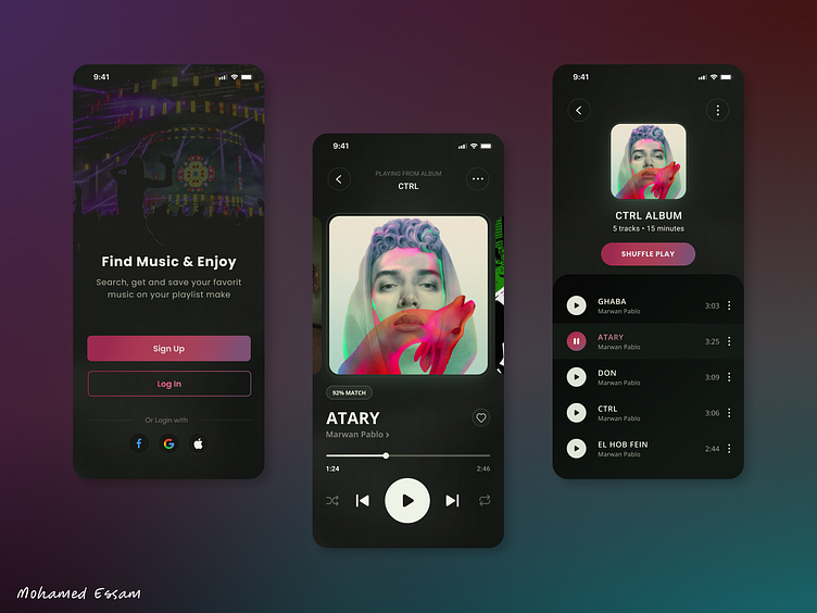 Music Player UI For Mobile App by Mohamed Essam on Dribbble