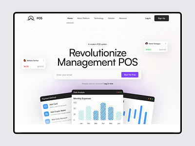 SaaS Landing Page - POS agency chart dashboard digital elementor framer landing management marketing page payment platform pos saas software ui webflow website wordpress