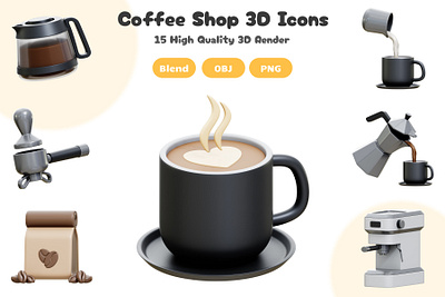 Coffee Shop 3D Icons 3d 3d artwork 3d icon 3d illustration 3d rendering app icon blender blender 3d coffee coffee day coffee shop design element graphic design illustration mobile app web element web icon