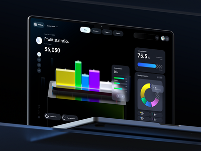 UI Design | Data Dashboard 03 3d c4d charts dashboard data frosted glass graphic design interface tables transparency ui web