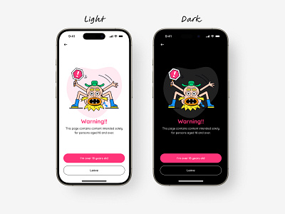 NSFW Warning 18 adult alert app attention clean dailyui danger dark forbidden illustration mobile app notification nsfw ui ux warning