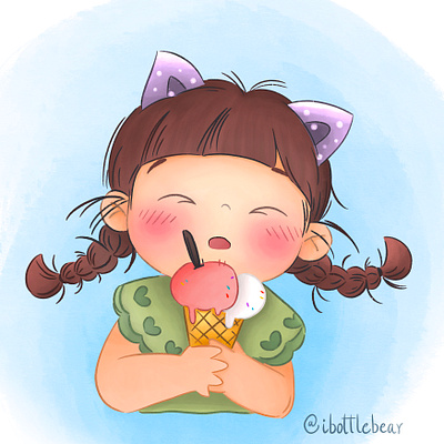 Ice cream time childrens design cute art illustration art manga art
