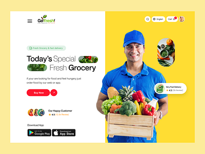 Grocery E-commerce Website Design banner design creative design e commerce ecommerce food website grocery grocery shop grocery website design home page landing landing page landingpage online grocery restaurant store ui uiux ux web design website