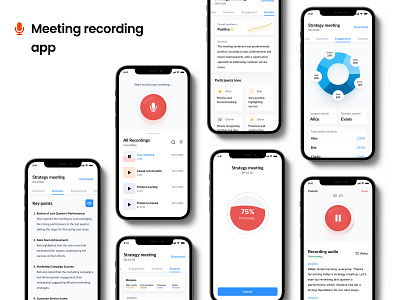 Meeting recording app design ai powered transcript app app design app development design meeting recording app mobile design transcription app ui ui design uiux user experience design user interface design ux design