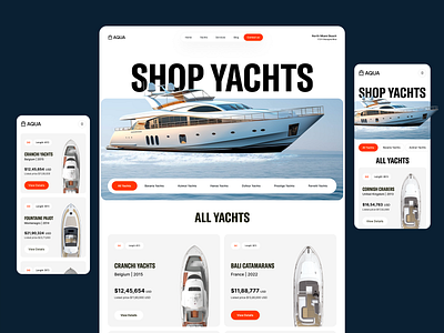 Aqua Yacht Website Design boats branding design design studio interface minimal orix responsive sailing sajon service ui ux water sports web layout yachting yachts
