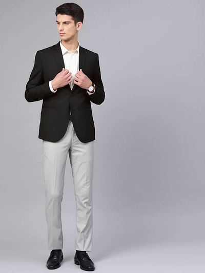 Men Black Slim Fit Solid Single Breasted Formal Blazer blazers branding fashion logo modijacket weddingdress