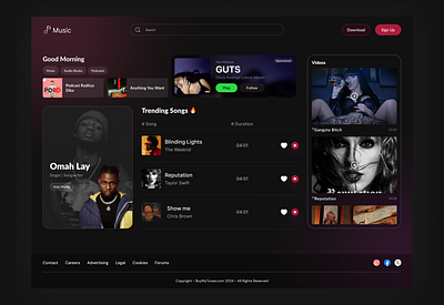 Music - Landing Page figma landing page music music web music website musiclanding songs ui ux videos