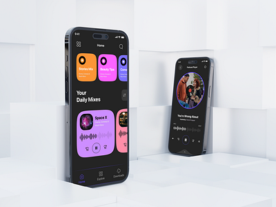 Cast.ly : Podcast mobile app colors daily suggestion dark design grid player podcast rounded splash stream ui uiux
