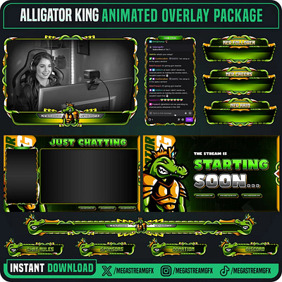 Alligator King Stream Overlay Package - Overlay for twitch overlay full package